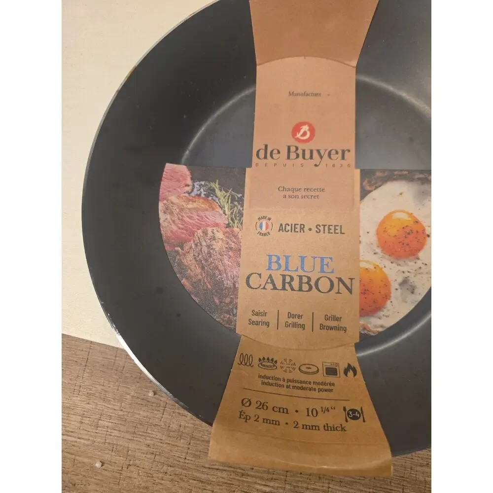 de Buyer - Blue Carbon Steel Fry Pan 2mm Thick - 10.25” Diameter, Made in France